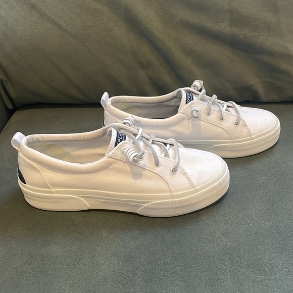 Sperry White Canvas Slip On Top Siders Sz 9.5 - Picture 3 of 6